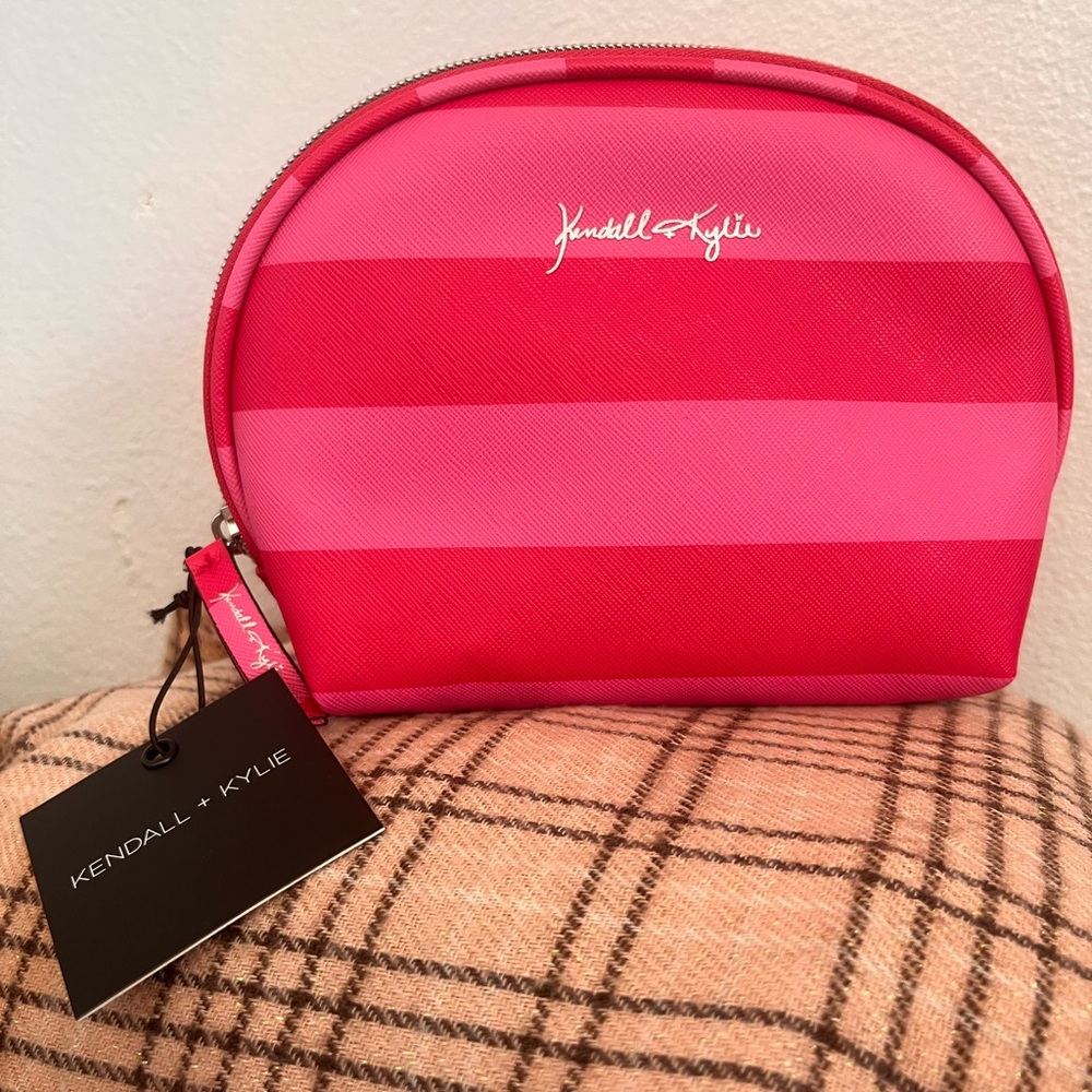 Kendall & Kylie Cosmetic Case Rose Pink Stripe Make Up Beauty Bag